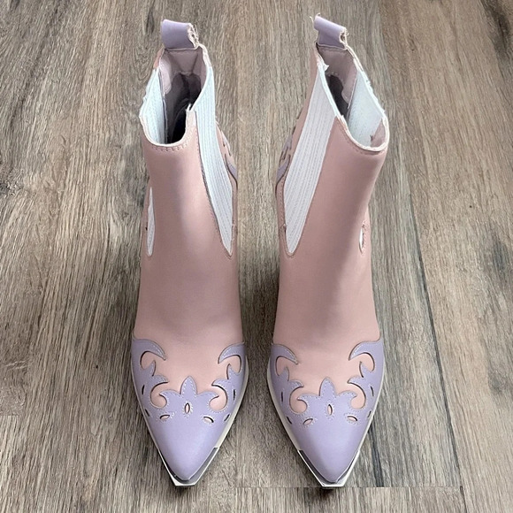 NEW Steve Madden Western Trim Boot Cowgirl Cowboy Pink Purple Women 6 NWOT Boho - Picture 4 of 10